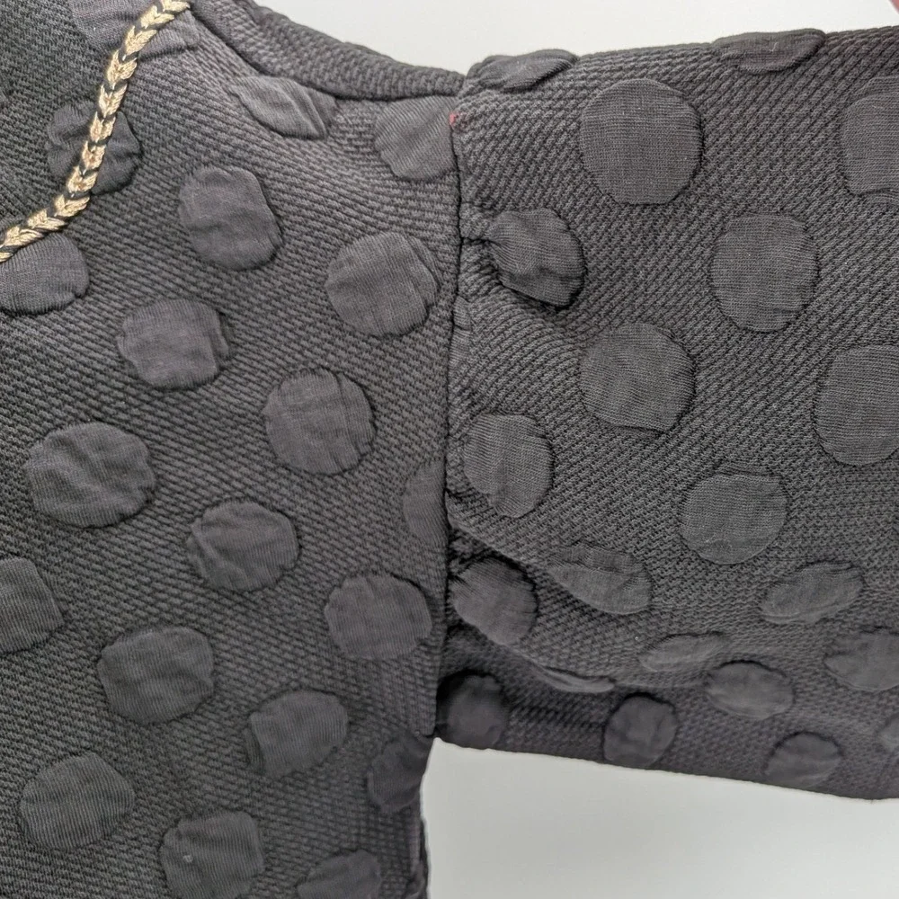 Boho THML‎ Embroidered Floral Dot Open Tunic Jacket Size M Peasant Textured - Picture 10 of 11